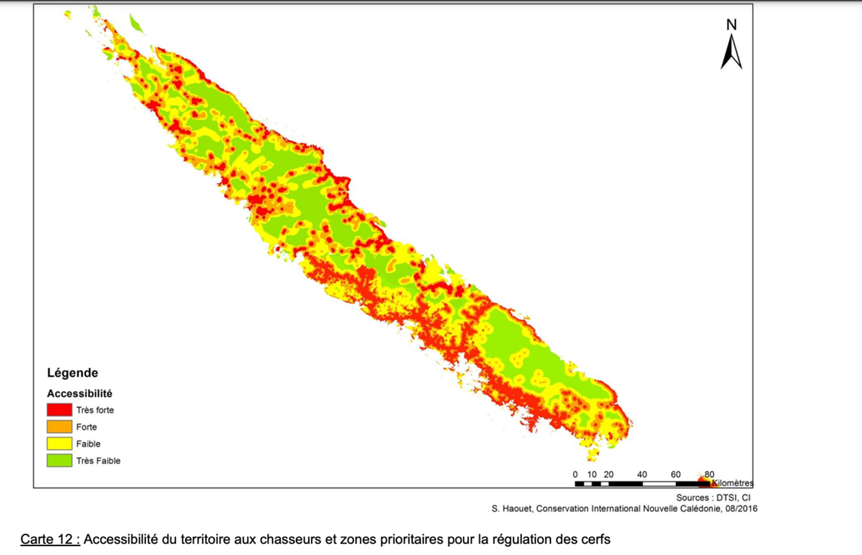 Map 2: Accessibility of the territory to hunters and priority areas for deer regulation