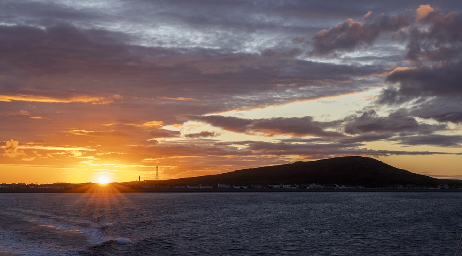 Sunset by the ocean in Miquelon.