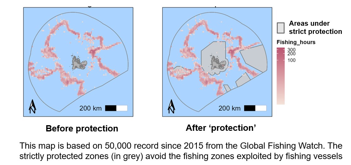Fishing around the Kerguelen Island before and after the MPA was declared. Image by BLOOM.